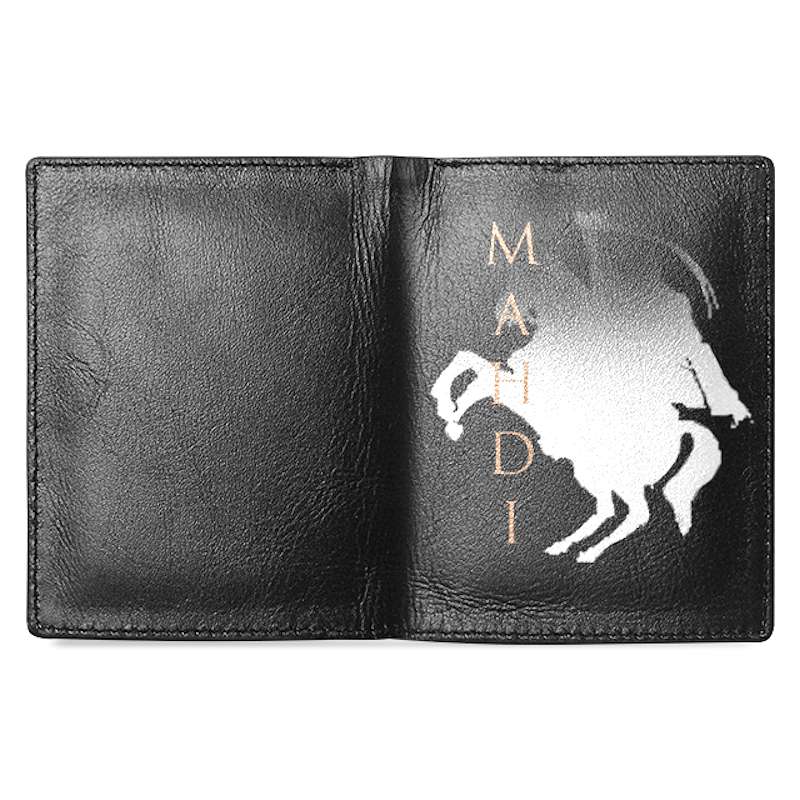 mahdi mens wallet warrior icon leather wallet open