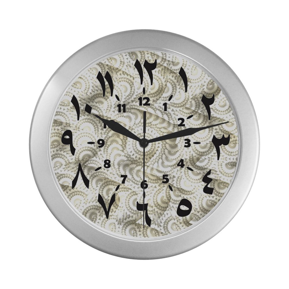 batik maharani arabic latin silver wall clock