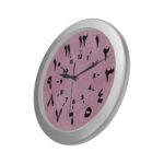 wall clock numbers arabic numerals pink background 1