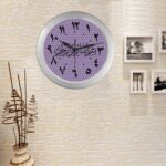 wall clock seconds arabic numerals calligraphy purple polka dot display