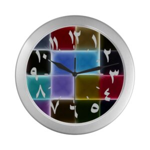 wall clock seconds arabic numerals neon checkers