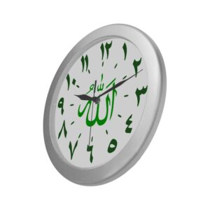 wall clock seconds numerals arabic calligraphy allah green 1