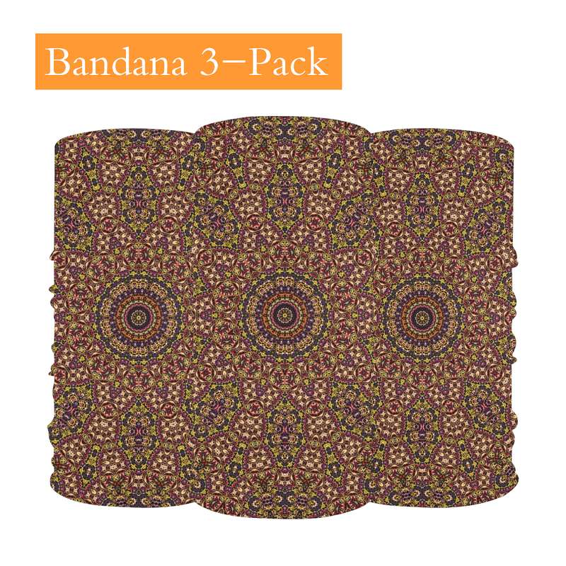 batik brown multipurpose headgear face mask 3 pack