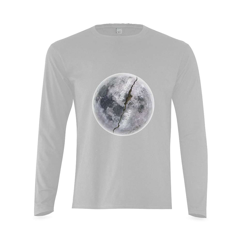 mens gray long sleeve t shirt split moon miracle mens gray long sleeve t shirt split moon miracle