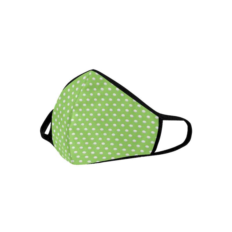 polka dot pin lime face mask sideview