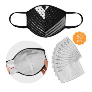 tricolor fences black mouth mask face mask 60 filters included