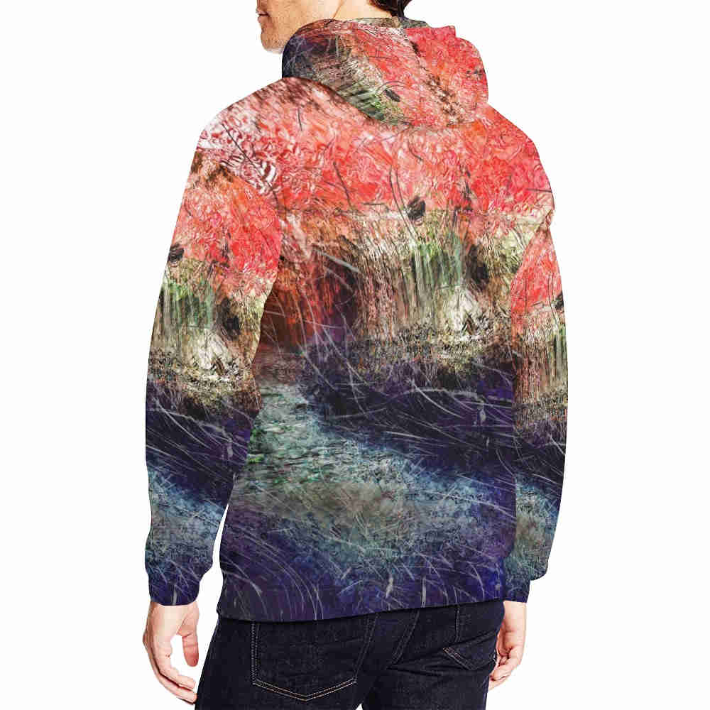 autumn fire designer hoodie for men model back