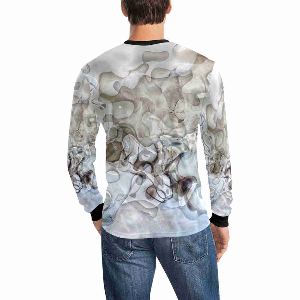 cellophane long sleeve t shirt for men designer t shirt man model back
