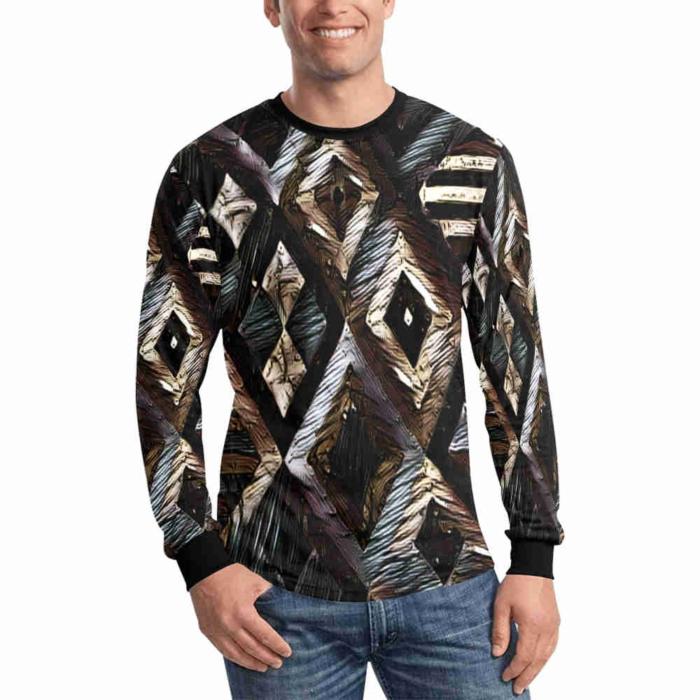 checkered toffee long sleeve t shirt for men designer t shirt man model