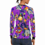 purple space womens long sleeve t shirt designer t shirt model back