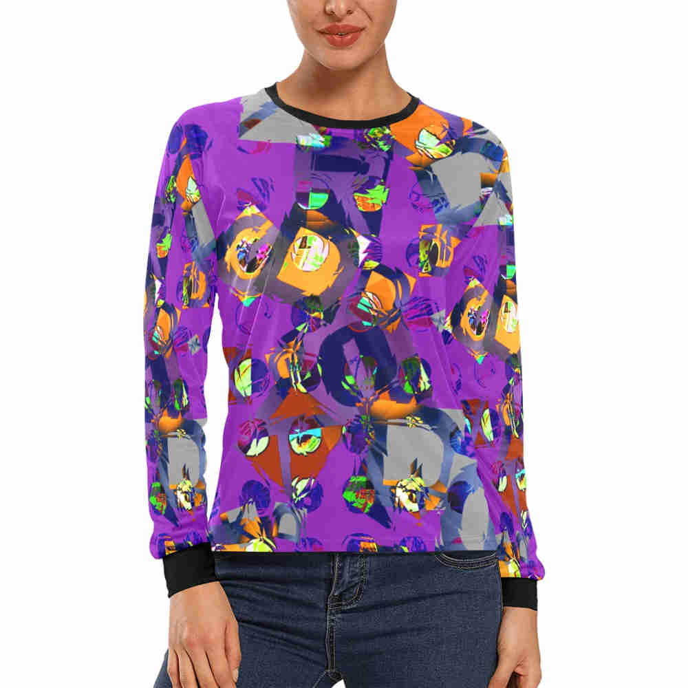 purple space womens long sleeve t shirt designer t shirt model