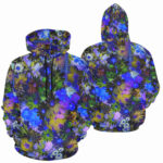 inkblue florals womens hoodie front back