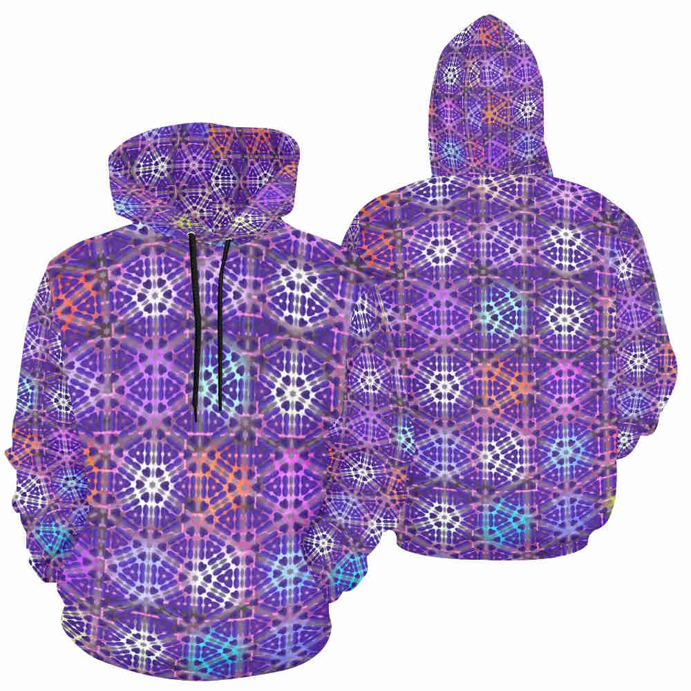 florahexa purple womens hoodie front back