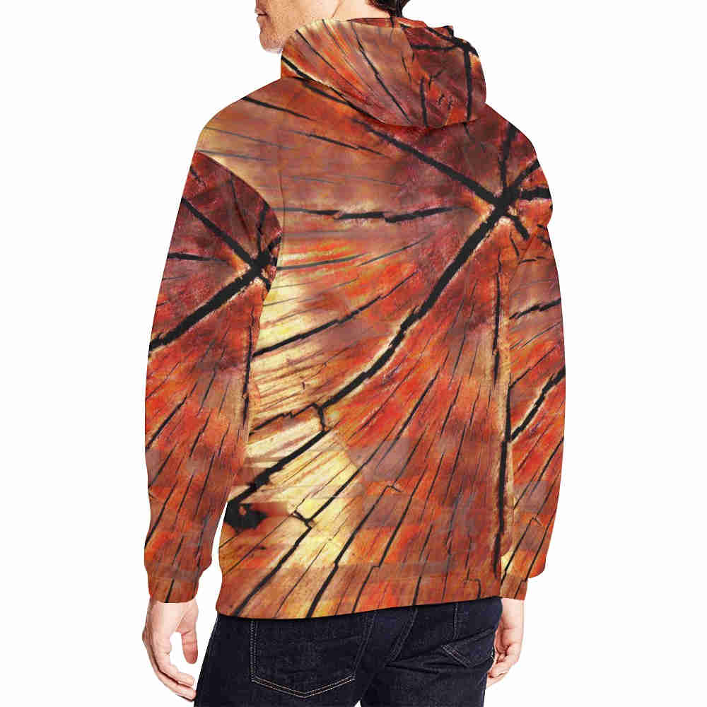 timber tie dye sunset designer hoodie for men model back
