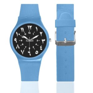 sport watch arabic numerals numbers blue back strap