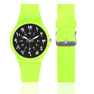 sport watch arabic numerals numbers neon green back strap