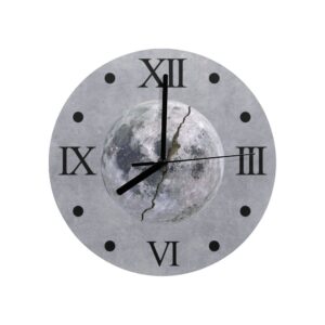 #3 wall clock roman numerals split moon